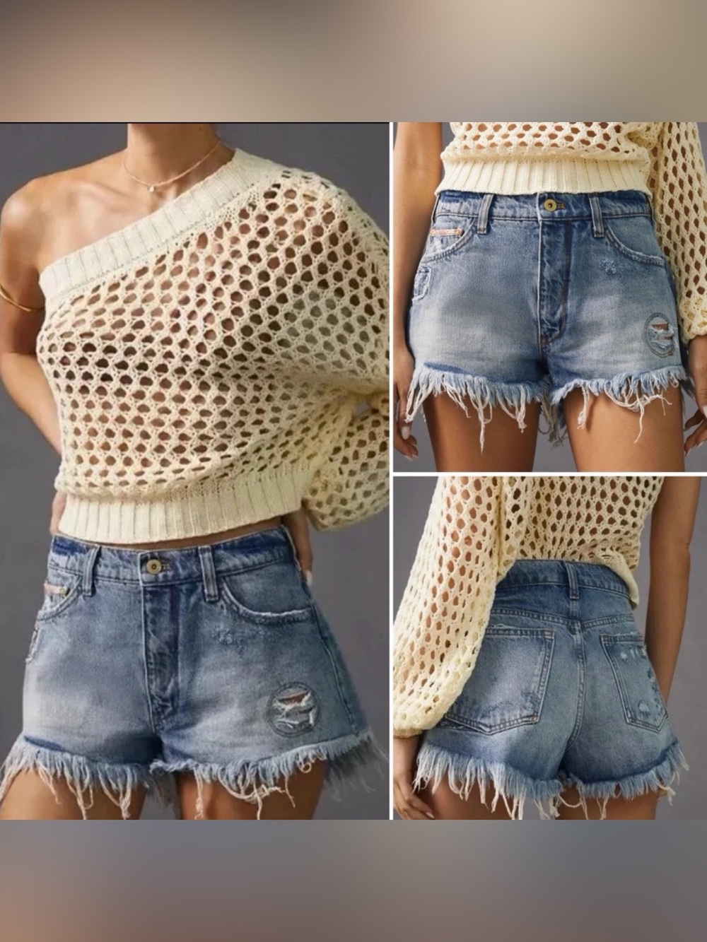 Anthropologie Pilcro and the Letterpress Indigo Little Shortie Shorts Patchwork